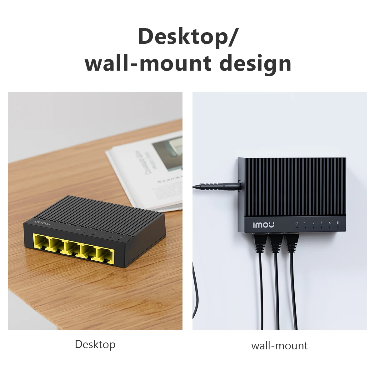 IMOU SG105C 5-Port Gigabit Switch Router Auto MDI/MDIX Desktop/wall-mount Design 802.3X Flow Control