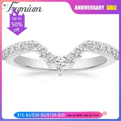 Trumium Wedding Bands for Women Pear & Round Shaped Stackable Cubic Zirconia Half Eternity CZ Curved Engagement Rings for Women