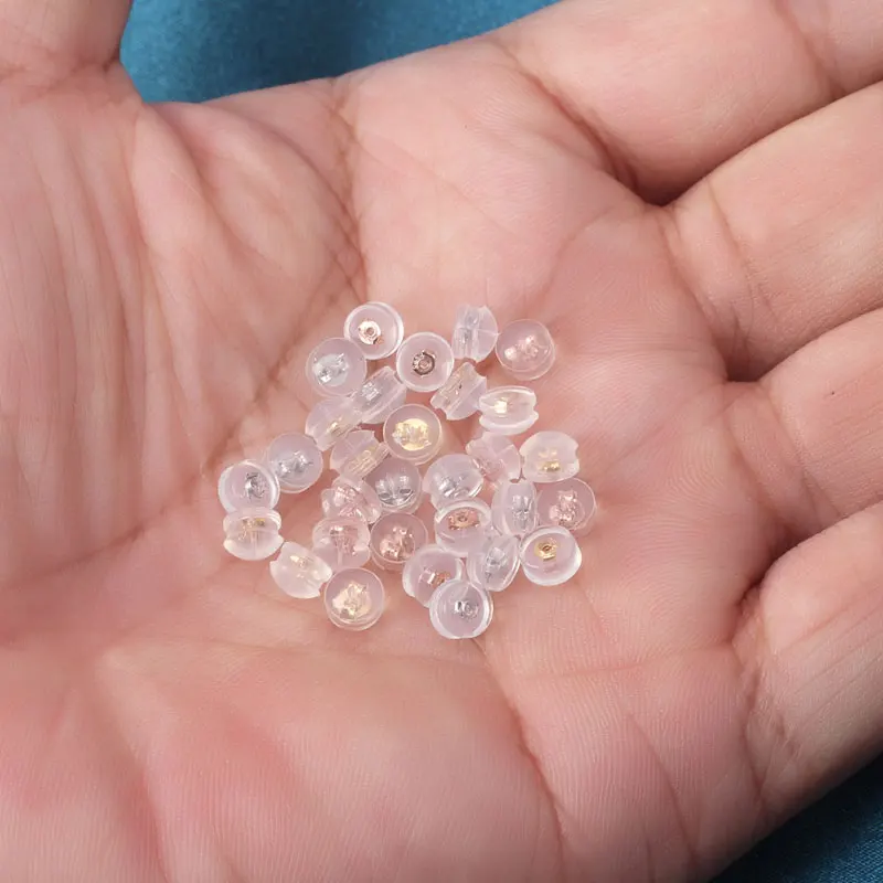 100 قطعة من حلقات الأقراط المصنوعة من السيليكون على شكل همبرغر، ملحقات لظهر القرط على شكل فراشة مع فضي عيار 925 من الداخل