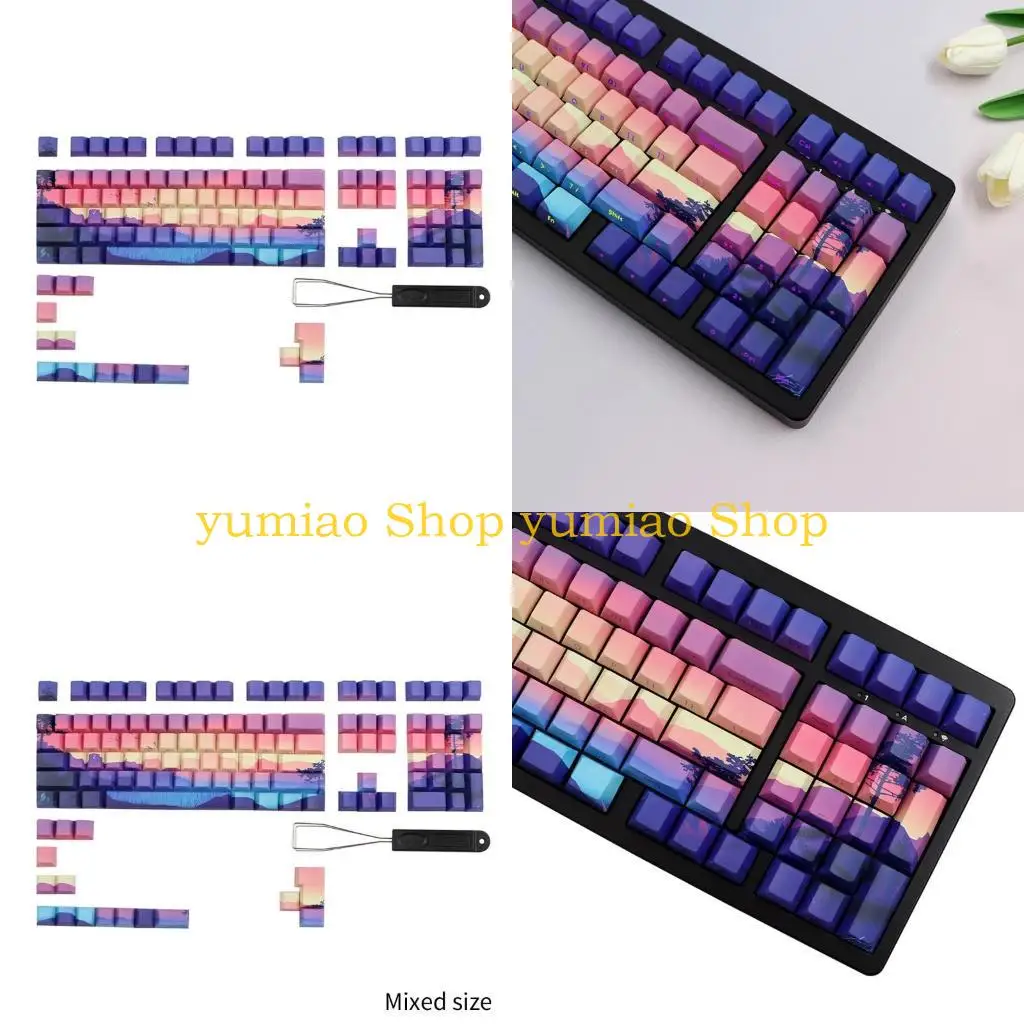 

587B 124PCS Keycaps Backlit Thick PBT CherryProfile for Gaming Mechanical Keyboard