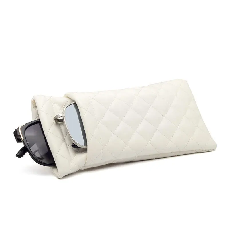 New Double-Layer Sunglasses Pouch, PU Leather Waterproof Glasses Bag, Sewing Design Without Spring