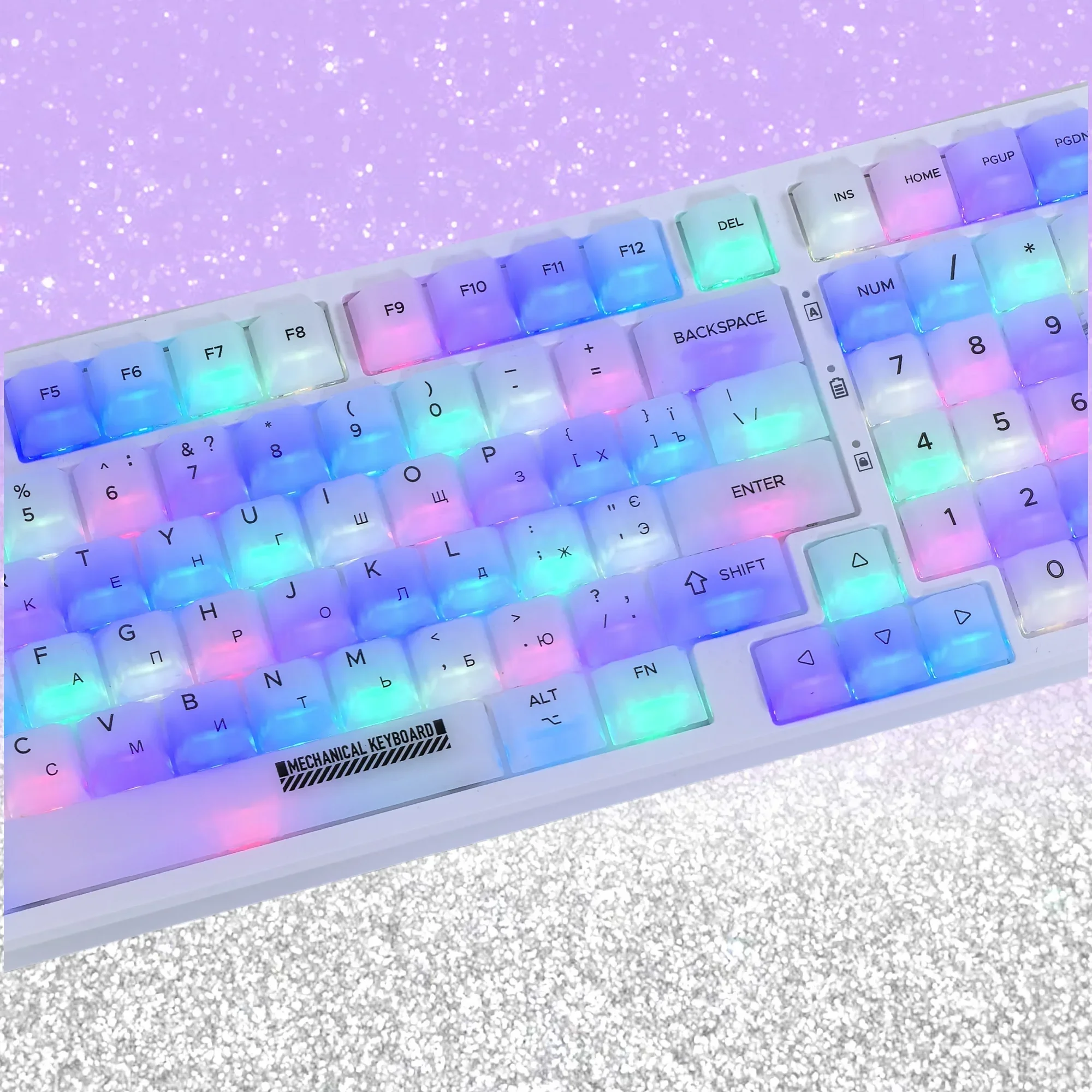 Imagem -04 - Abs Cherry Profile Keycap Teclado Mecânico Branco Leitoso Nevoeiro Fosco Transparente Matte Russo Coreano Inglês