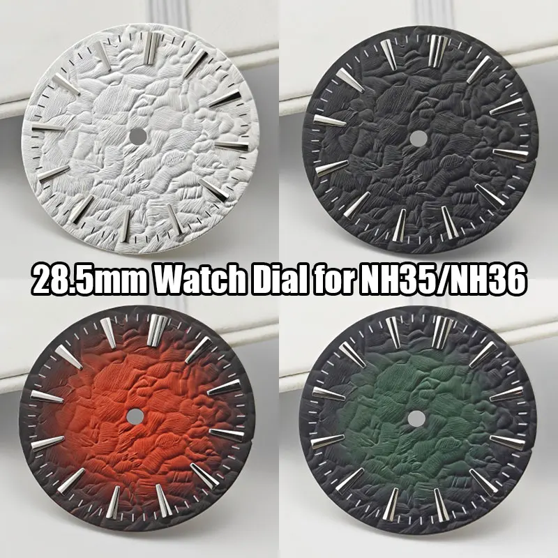 Modified 28.5mm Watch Dial Stone Pattern Gradient Color Watch Faces No Date Watch Accessories for NH35 NH36 Movement Accessories