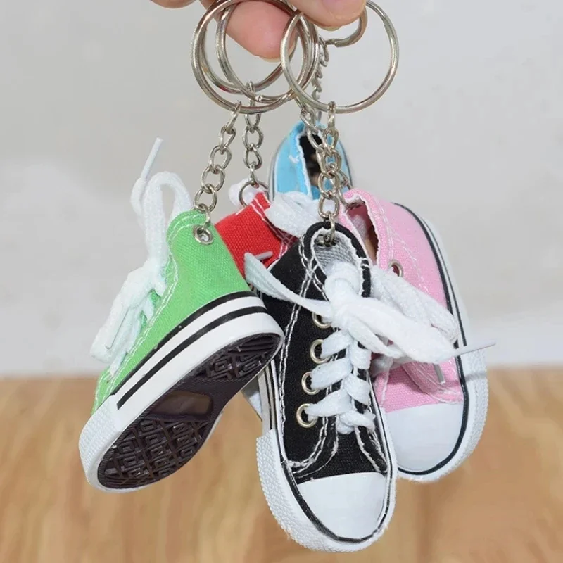 Creative Mini Canvas Shoes Keychain Women Cute Bag Hanging Sneaker Key Ring Car Key Holder Students Fun Gifts Accessories