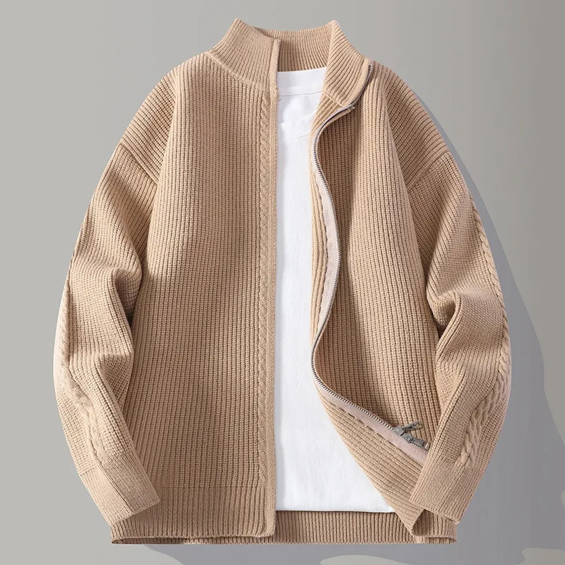 

Мужской вязаный повседневный свободный свитер, джет, осенне-весенний сезон, модный брендовый открытый кардиган с вышивкой, универсальный молодежный ...