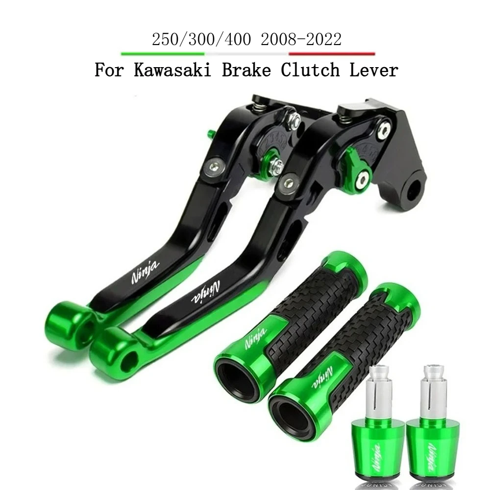 

For Kawasaki NINJA Ninja 250/300/400 2008-2022 Motorcycle Adjustable Folding Extendable Brake Clutch Levers Handlebar Grips Ends