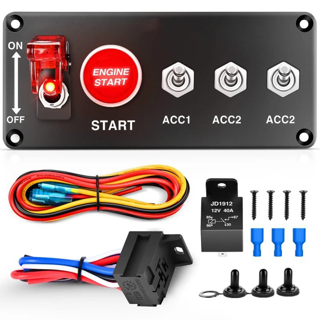 ABILKEEN 2/3/4 Position 12V 20A Racing Modificator Toggle Rocker Switch Panel Engine Start Push Button for Racing Car RV Boat