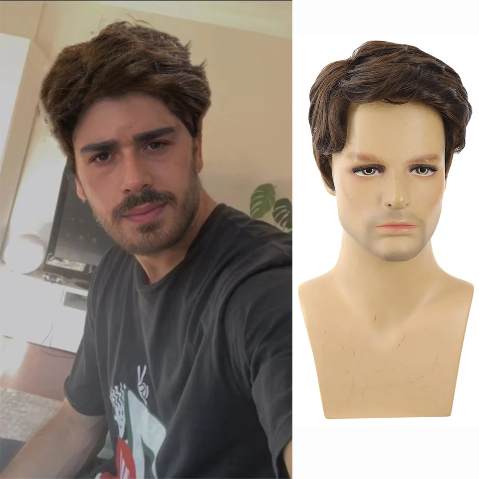 синтетические волосы, 4-дюймовый мужской чехол с текстурой для завивки коротких волос, только для игр, укладка, мужской чехол на голову