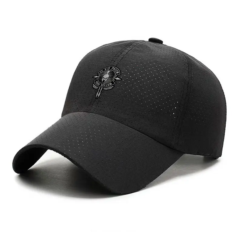Spartan Helmet Sword Emblem Quick Dry Black Baseball Cap Breathable Lightweight Outdoor Sports Hat
