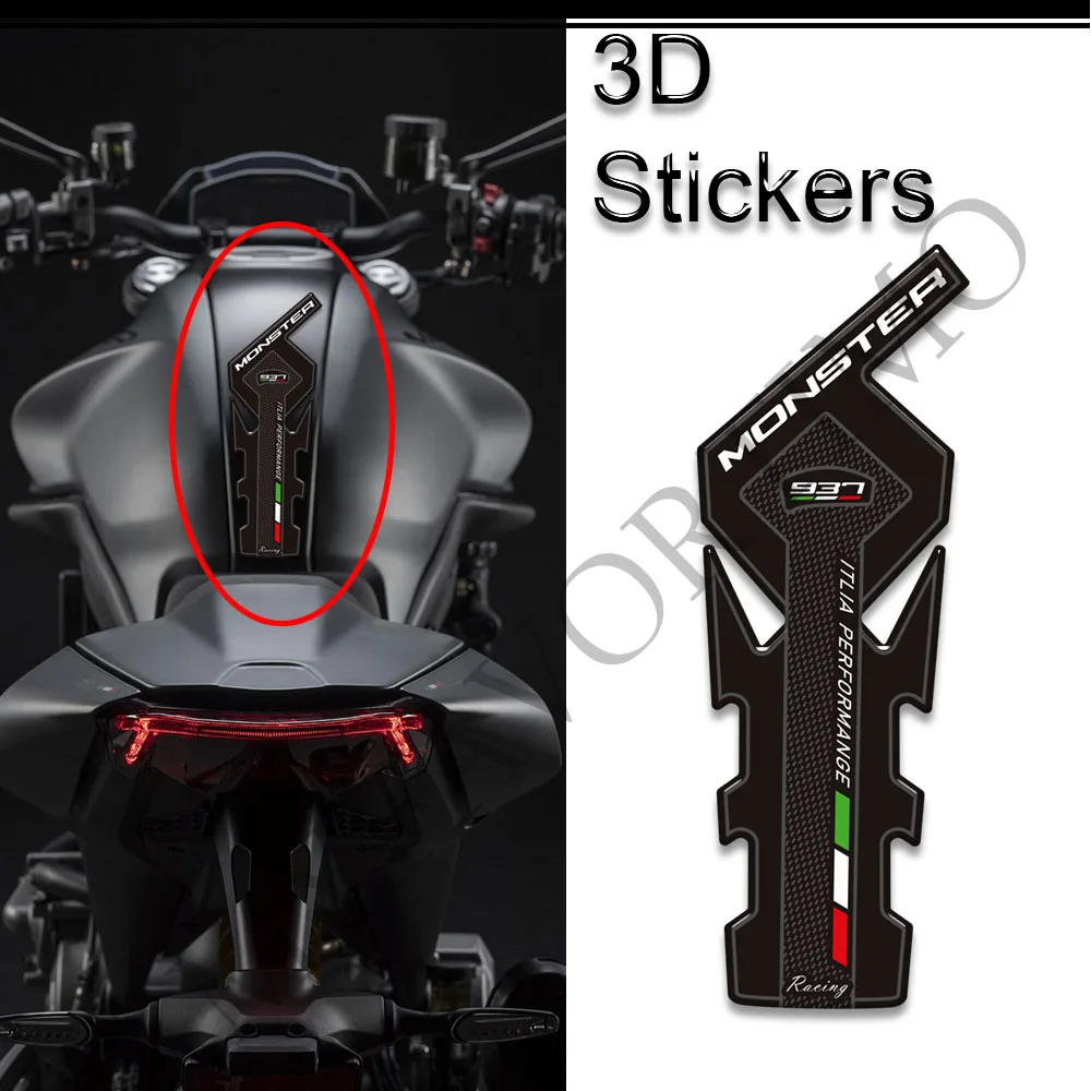 Voor Ducati Monster 937 2021 2022 Motorfiets Stickers Stickers Gas Stookolie Kit Knie Bescherming Tankpad Grepen