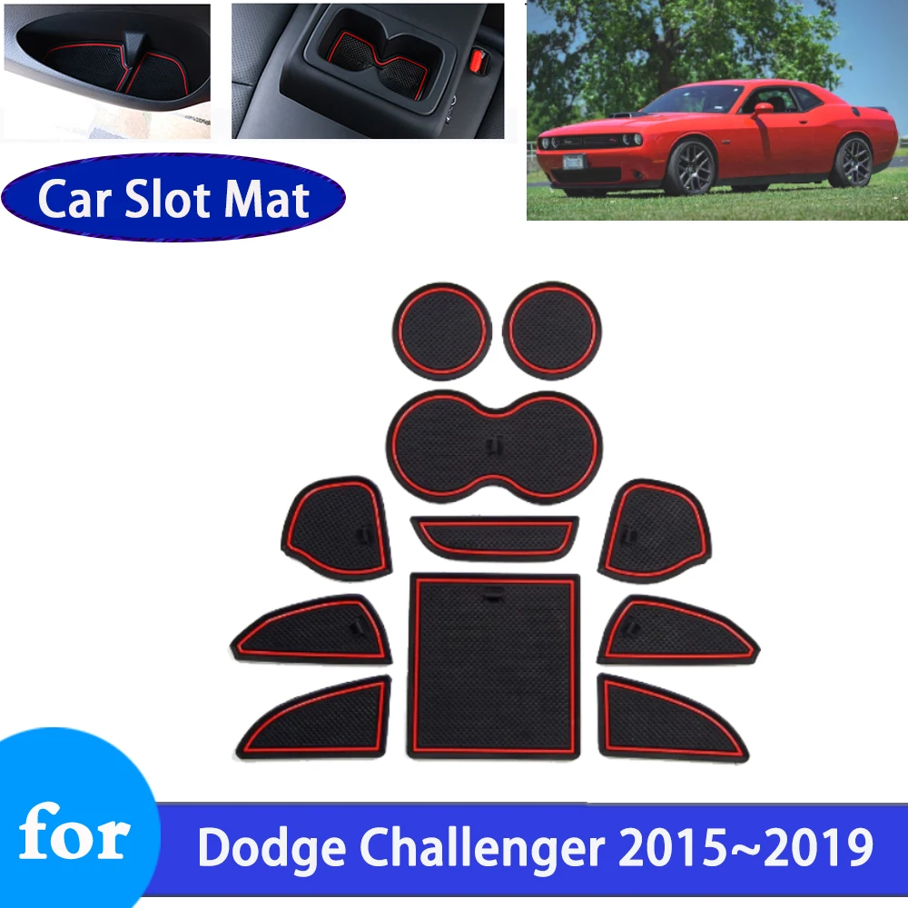 Non-slip Rubber Mat Door Groove for Dodge Challenger 2015~2019 2016 2018 Anti-slip Gate Slot Car Stickers Interior Accessories