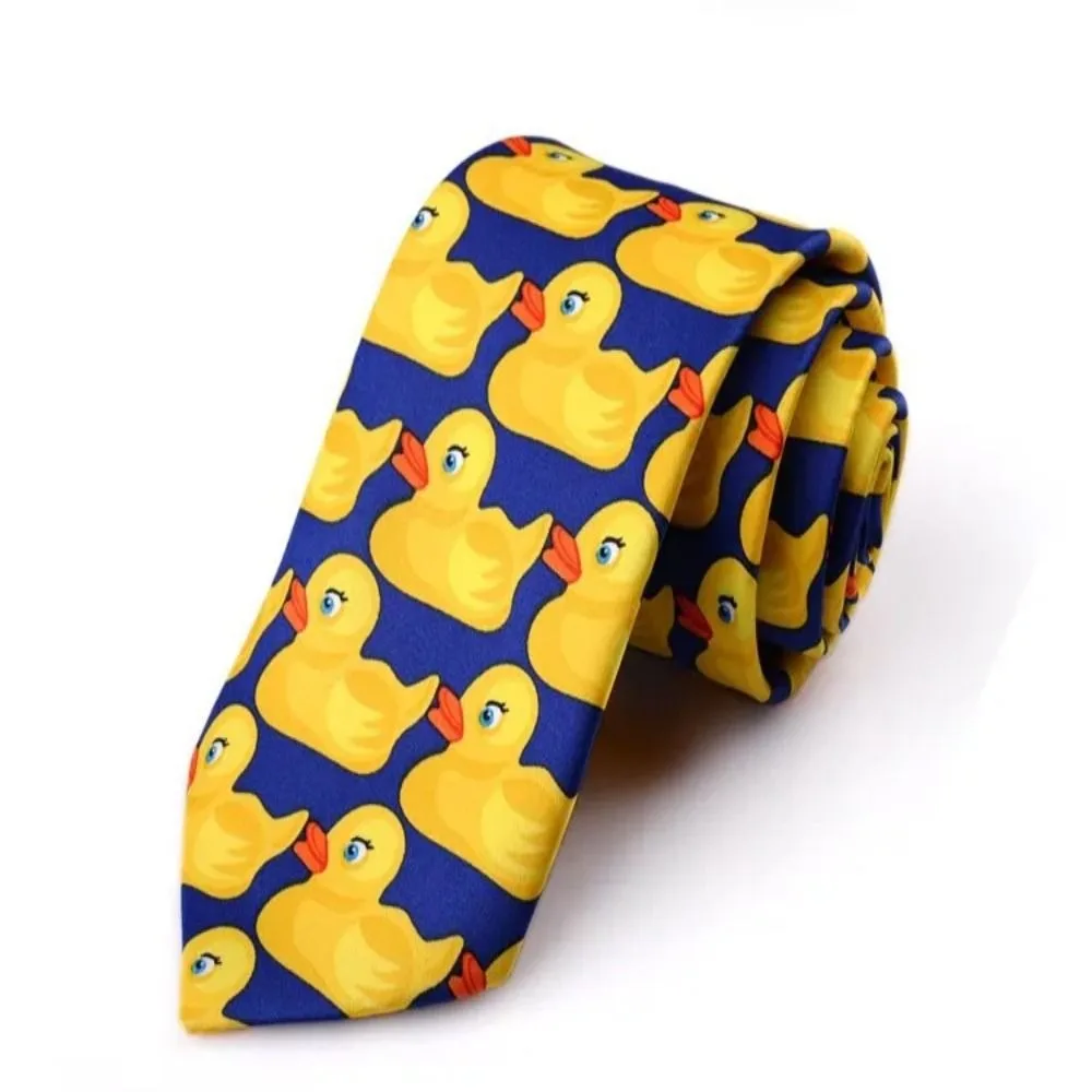 Funny How I Met Your Mother Ducky Tie Rubber Duck Yellow Necktie Ties 8cm Printed Tie