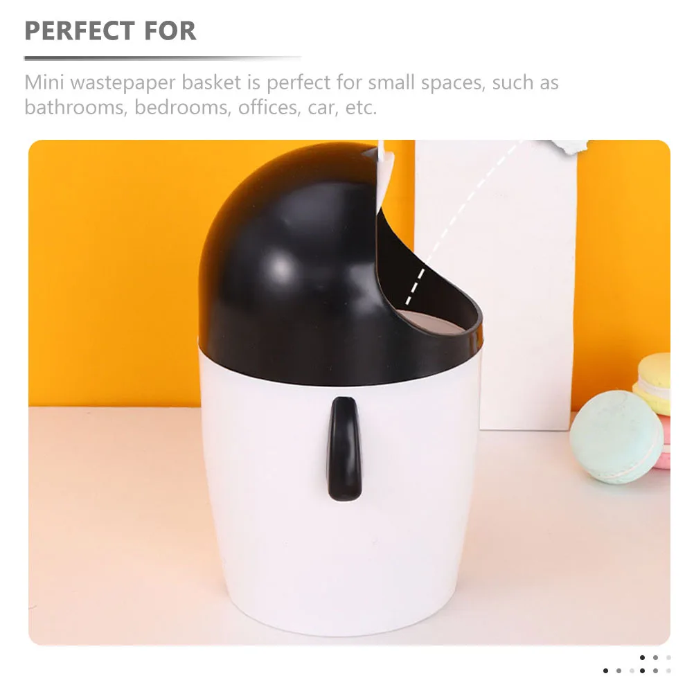 

Mini Penguin Trash Can Flip Lid Plastic Small Garbage Bin for Car Home Office Desk Countertop Trash Basket Mini Plastic Baskets