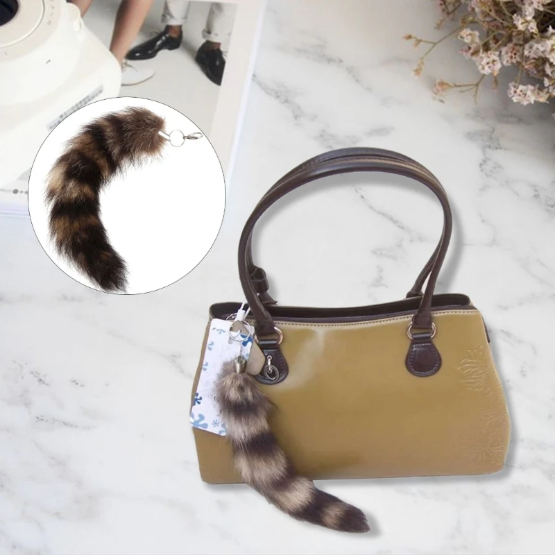 for Key Ring Raccoon Coat Tails Chain Keychain Keyring Gift New