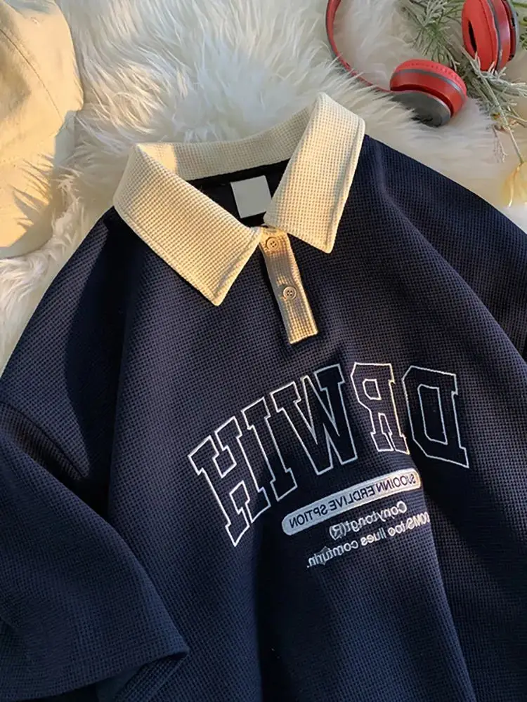 프레피 여성 반팔 탑 하라주쿠 빈티지 스타일 여성 티셔츠 편안한 면 소재 가을 패션 이너웨어 바지