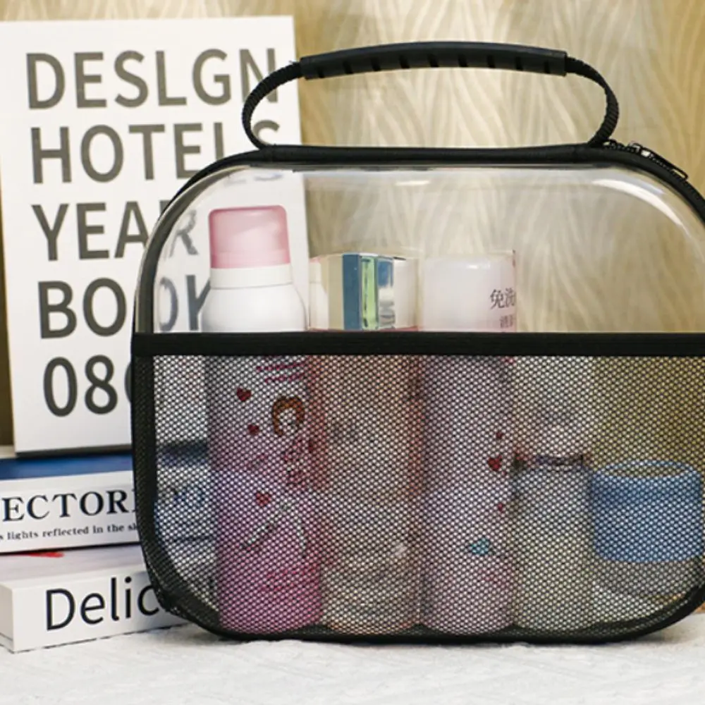 

Large Capacity PVC Transparent Mesh Storage Bag Zipper Bag Waterproof Makeup Storage Bag Casual Portable