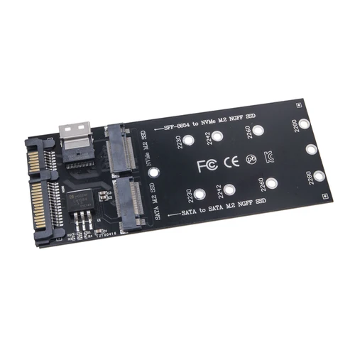 Imagen 2 del producto Tarjeta de expansión SATA a M2 de 22 pines, adaptador M2 SSD para PC de escritorio, placa base M.2 SATA SSD a SATA + M2 NVME SSD a convertidor de SFF-8654