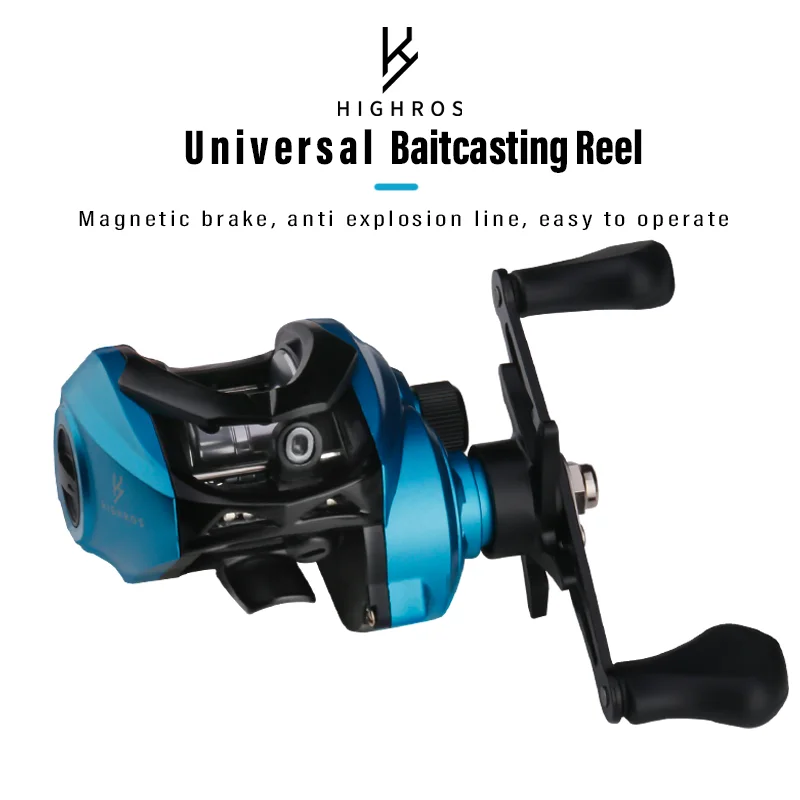 HIGHROS Baitcasting Reel CNC Metal Spool 6KG Max Drag 7.2 Gear Ratio Fishing Reel Baitcaster Reels for Fresh Seawater