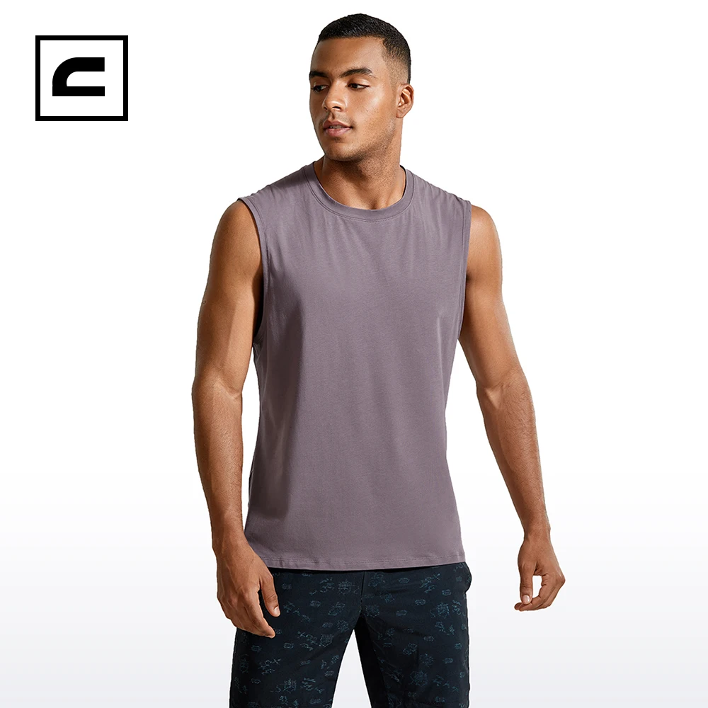 

CRZ YOGA Men's Lightweight Pima Cotton Workout Tank Tops Moisture-wicking Sleeveless Shirts Muscle Tank