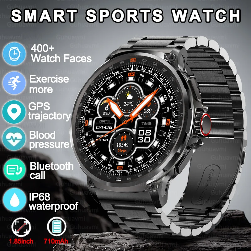 2024 New HD GPS Bluetooth Call Men IP68 Waterproof Smart Watch Blood Oxygen 710mAh Battery Fitness 100+sport Modes Smart Watches