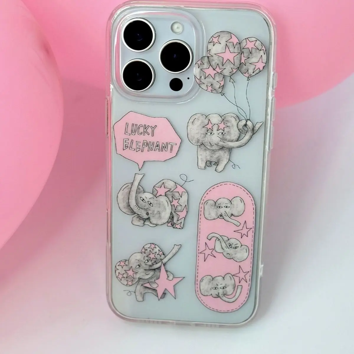Coque de téléphone rétro Lucky Elephant, étui arrière rose Transparent pour iPhone 17 Pro Max Air X XR XSMax 7 8 Plus 16 15 14 13 12 11 Y2K