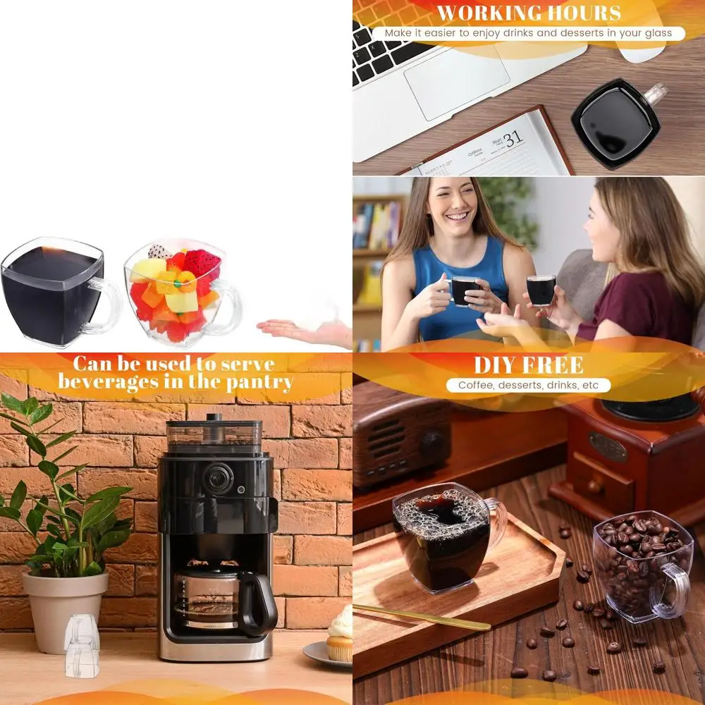 

Набор из 100 прозрачных одноразовых мини-стаканов для чая с ручкой, 5 унций, многоразовые для кофе, кружек, вечеринок, свадеб