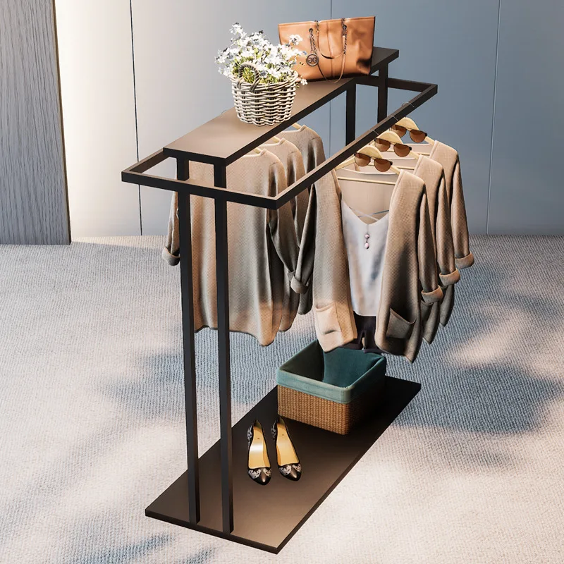 

Kainice Modern Simple Industrial Metal Clothes Garment Racks Pipe Double Hanging Rods Gold Clothing Rack Boutique Display