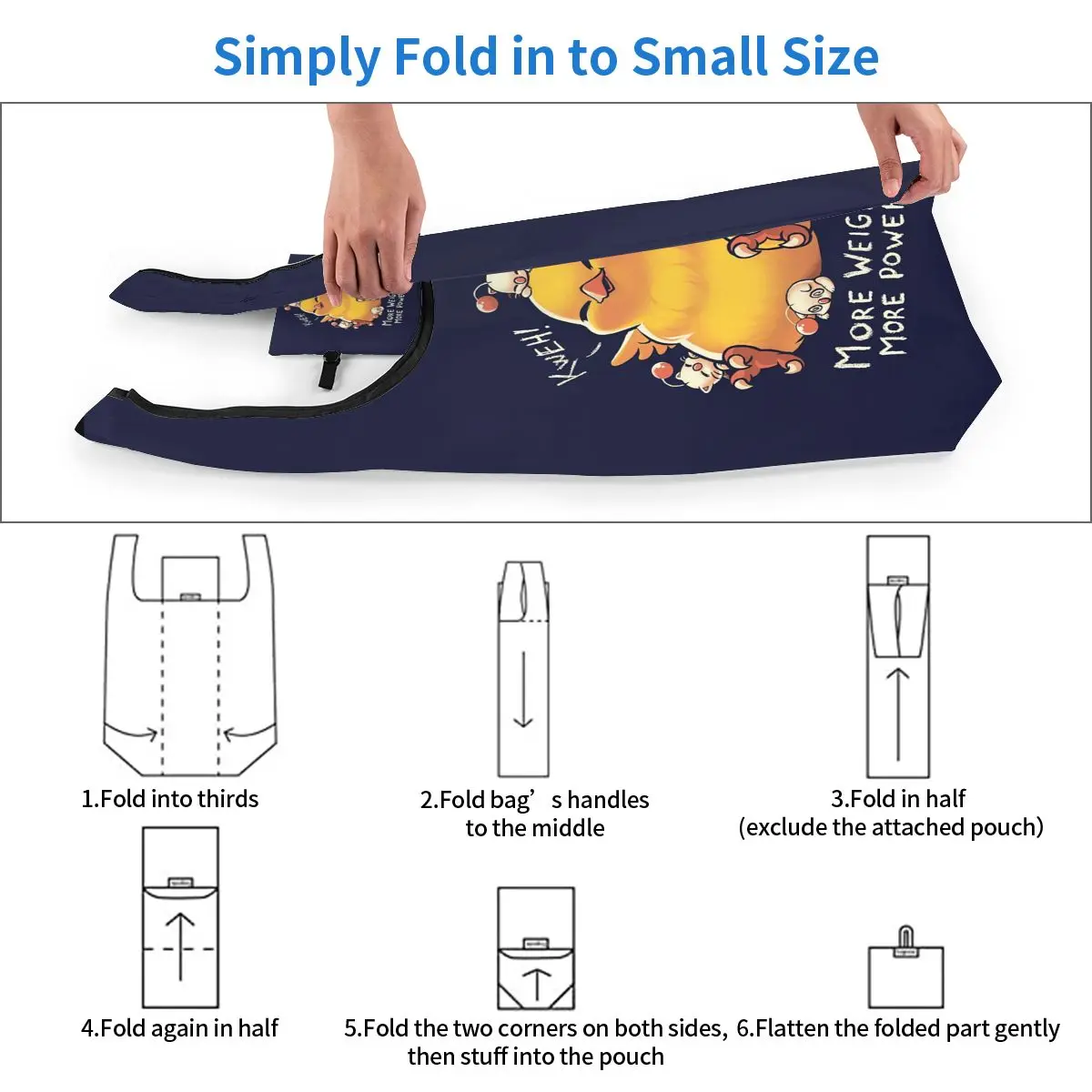 Funny Fat Chocobo – Big Power Einkaufstasche, tragbare Tragetaschen, faltbare Schultertasche, Lebensmittelhandtasche