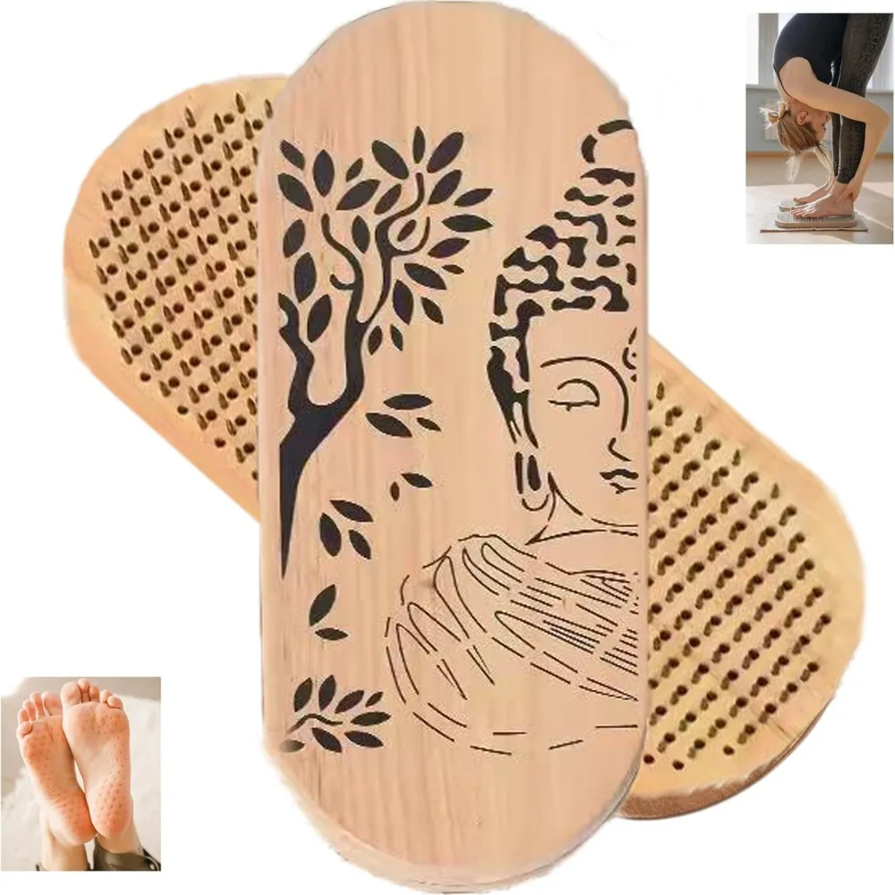 New Sturdy Base Yoga Acupressure Board Portable Durable Foot Massager Wood Wooden Nail Board for Standing Posture Support