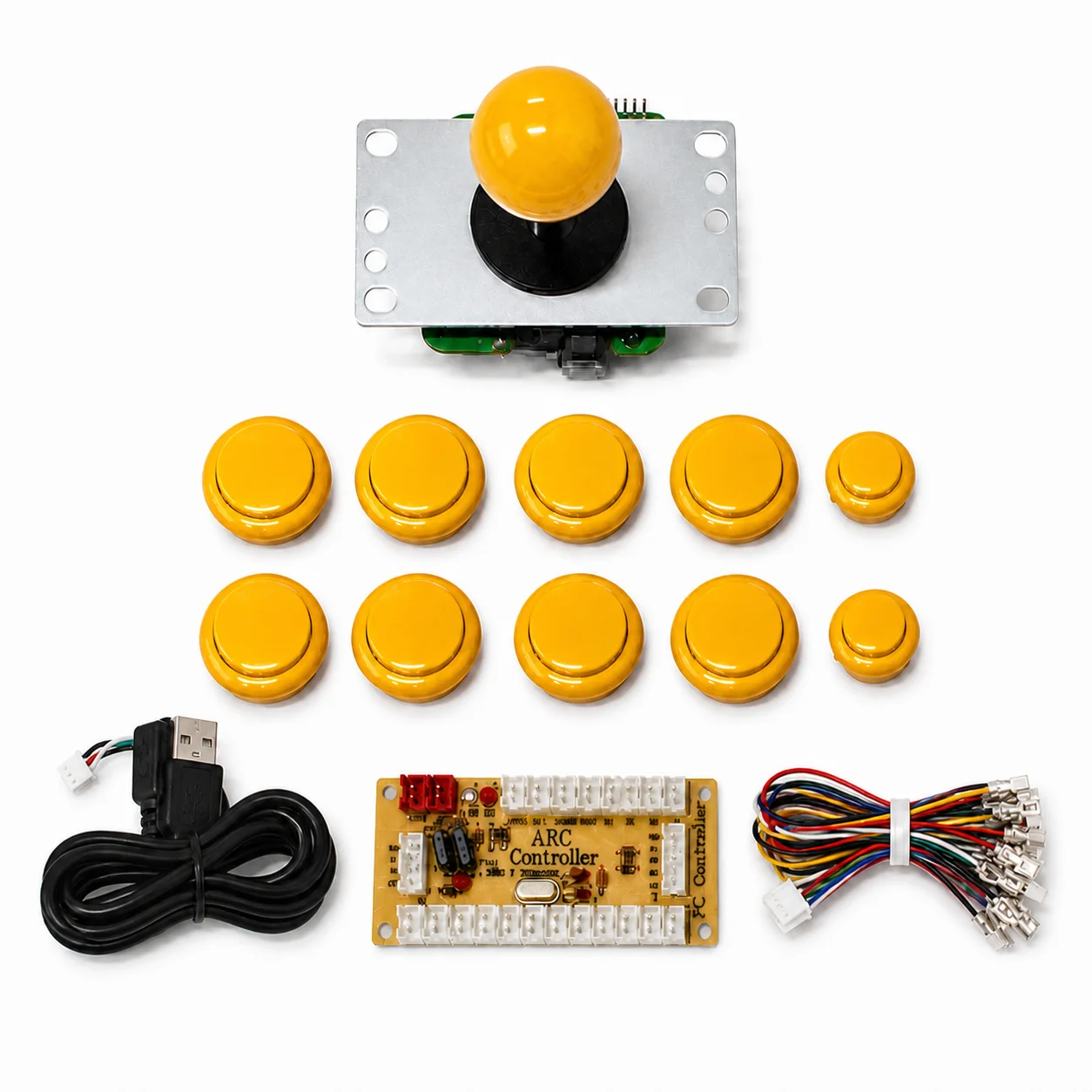 Arcade Zero Delay USB Encoder Joystick Kit 1 Player with Ball Top, 8x30mm & 2x24mm Buttons for PC Raspberry Pi