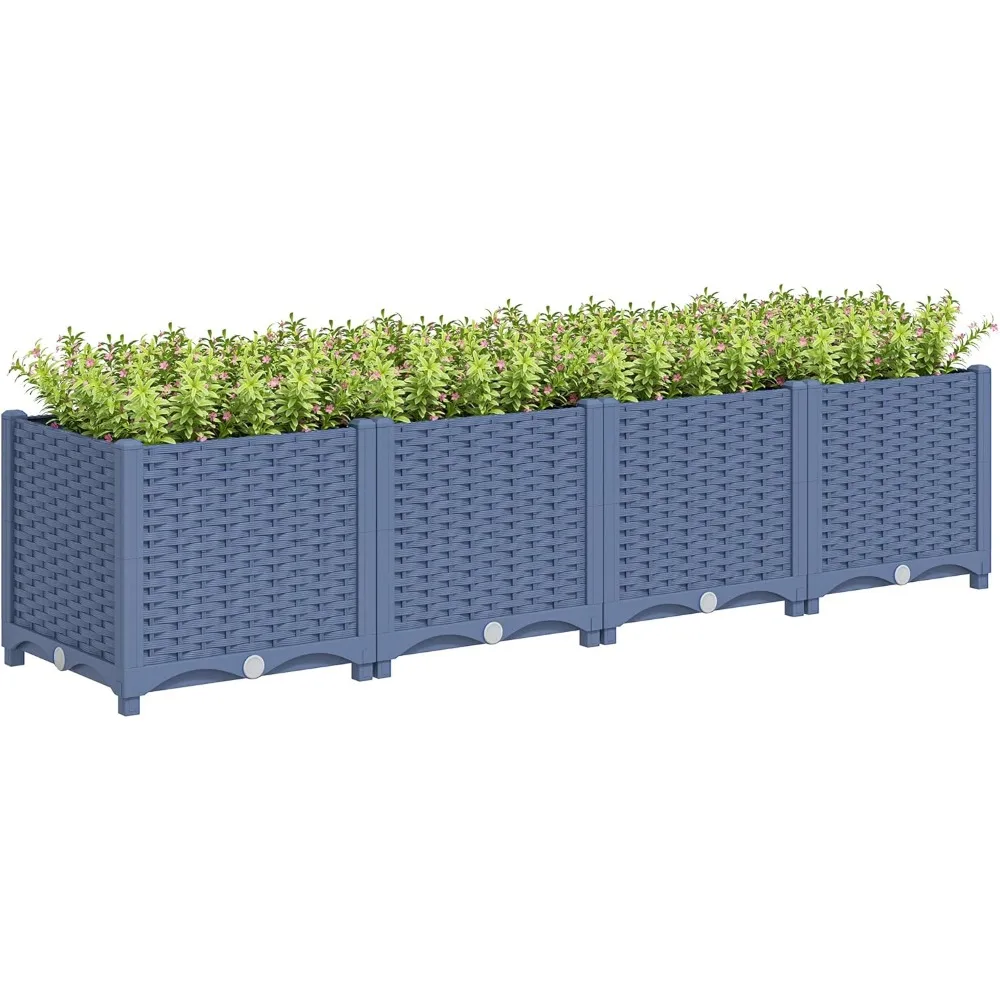 

Raised Garden Bed, Indoor Outdoor Plastic Planter Box with Drainage Holes for Vegetables, Herbs, Flowers & Succulents