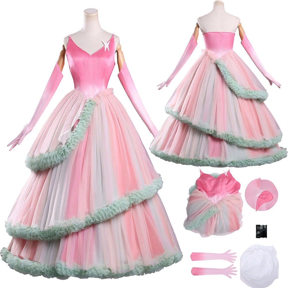 

Wiked ​2 Glinda Cosplay Dress Clothing Crinoline Women Adult Halloween Outfits Suits Party Disguise Costume Carnival Roleplay
