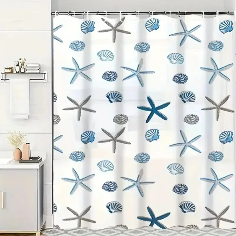 1pc with Pattern Shower Curtain PEVA Waterproof Shower Curtain Bathroom Partition Curtain Bathroom Decoration Accessories