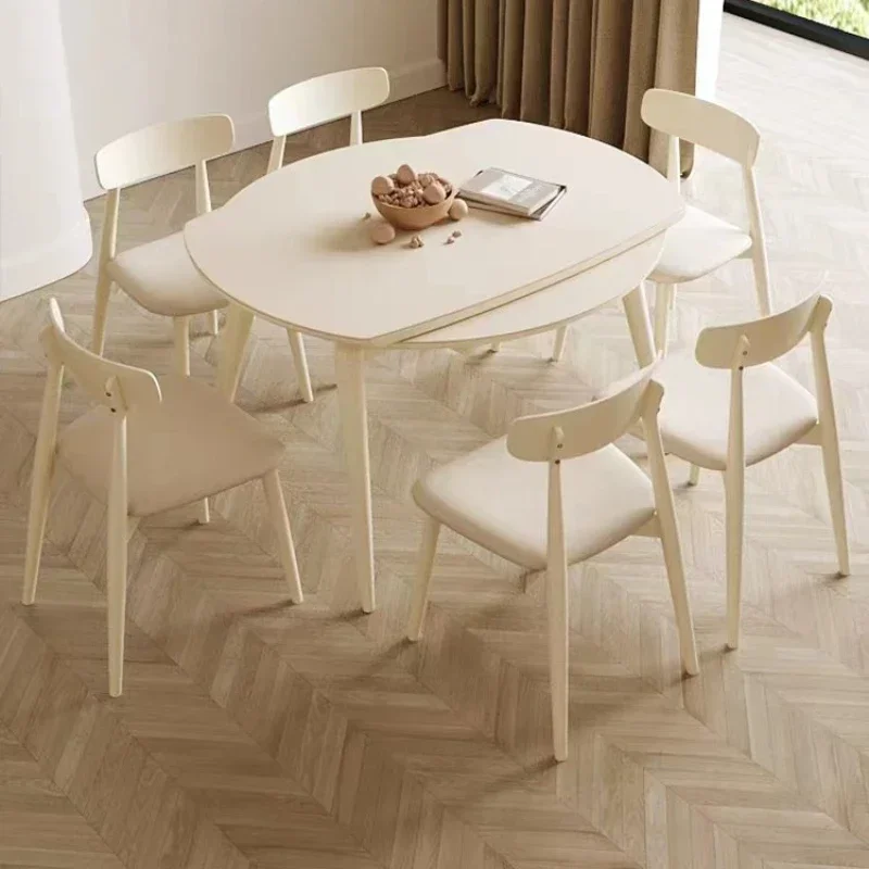 

Cream Style Slate Dining Tables Modern Minimalism Extendable Folding Dining Tables Wooden Mesas De Comedor Home Furniture WZ50DT