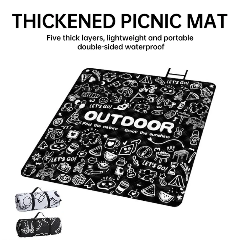 

Outdoor Picnic Mat, Lawn Mat, Moisture-Proof Camping Mat, Aluminum Film Base, Large, Machine Washable, Thickened, 2x2m
