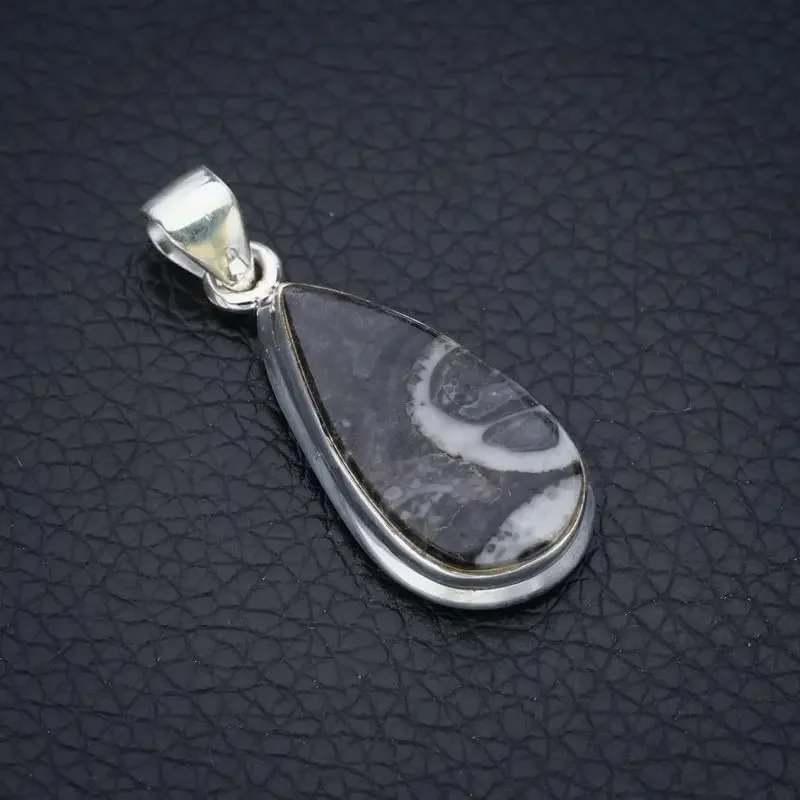 

Hesy® Natural Pinolith Jasper Handmade 925 Sterling Silver Pendant 1.5" F4541