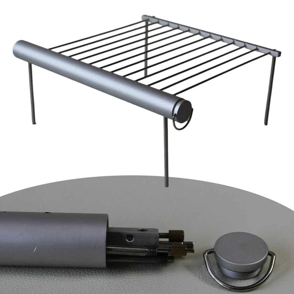 

Outdoor Activities Color: Gray Outdoor Cooking Rack Camping Stove Rack Aluminum Alloy Material Detachable Design