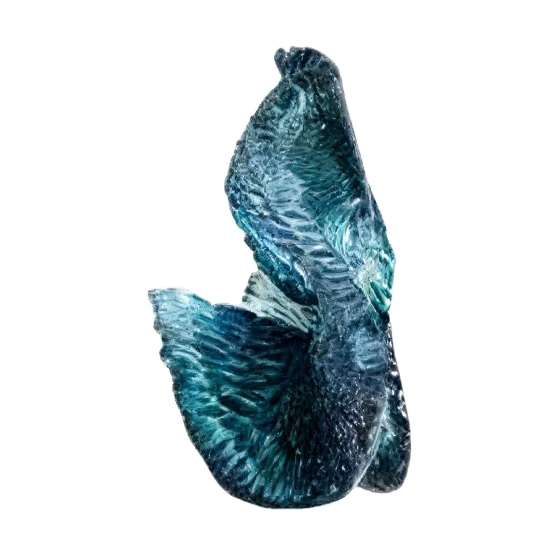 ※h Blue Captured Ocean Motion Art Table Bedroom Frozen Wave Resin Decor