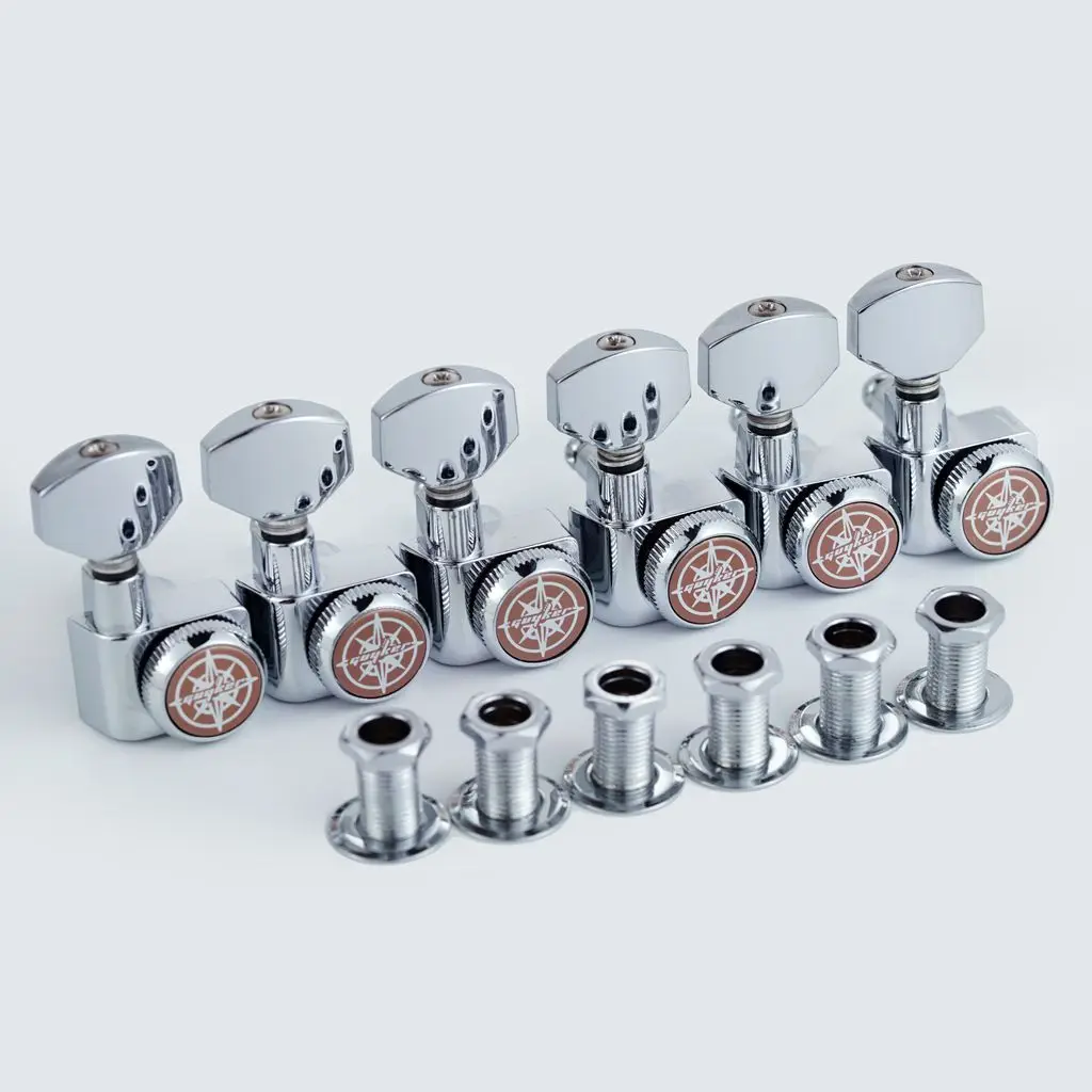 【セール中】GUYKER 6R/6L マシンヘッド ネジなし ロックチューニング キーペグ チューナー クローム