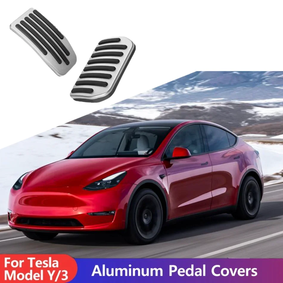 

2pcs Brake Pedal Cover for Tesla Model 3 2021-2023 Model Y 2017-2025 Aluminum Accelerator Gas Fuel Brake Pedal Auto Accessories