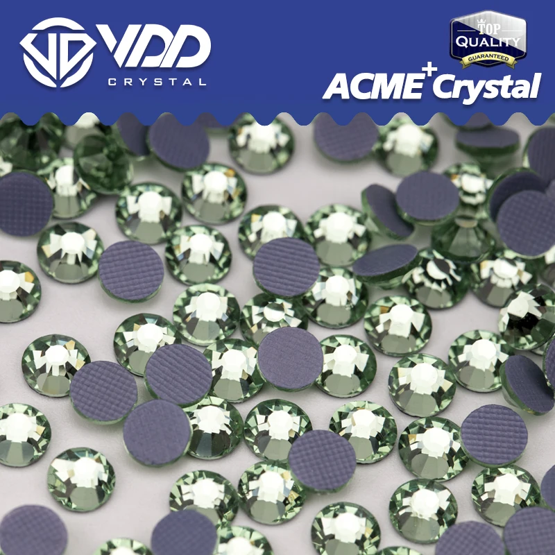 VDD 018 Chrysolite ACME+Series Glass Rhinestones Crystal Hot Fix Flatback Strass Glitter Stones DIY Fabric Clothes Decoration