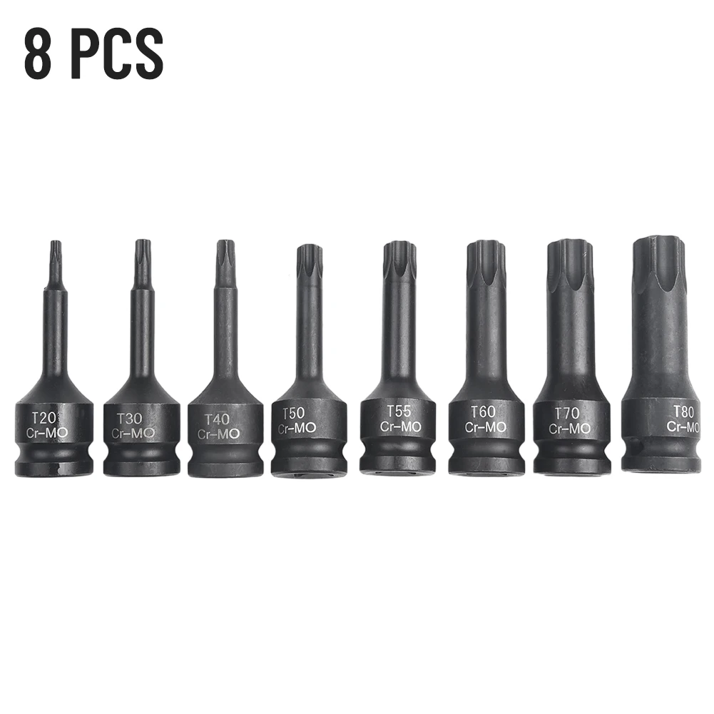 Imagem -06 - Chave Ferramentas Wrench Conjunto para Acessórios de Reparação Drive Impact Torx Star Bit-soquete Sets T20 T30 T40 T50 T55 T60 T70 T80 Polegada