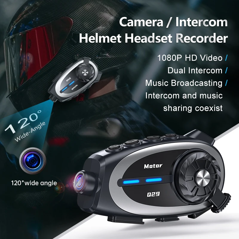 

Мотоциклетный шлем Q29 1080P HD с Bluetooth-интеркомом, широкоугольной камерой, водонепроницаемый, с шумоподавлением, беспроводной видеорегистратор