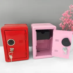 Mini Caixa De Cofre De Metal Rosa Organizador Caixa De Depósito Chave Kawaii Piggy Bank Jóias Dinheiro Valuables Armazenamento Home Office Decorativo