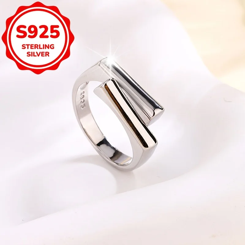 1pc Ladies Fashion And Personalized Ring - S925 Pure Silver Cool Style Ring - Irregular Rectangular Shape Ring