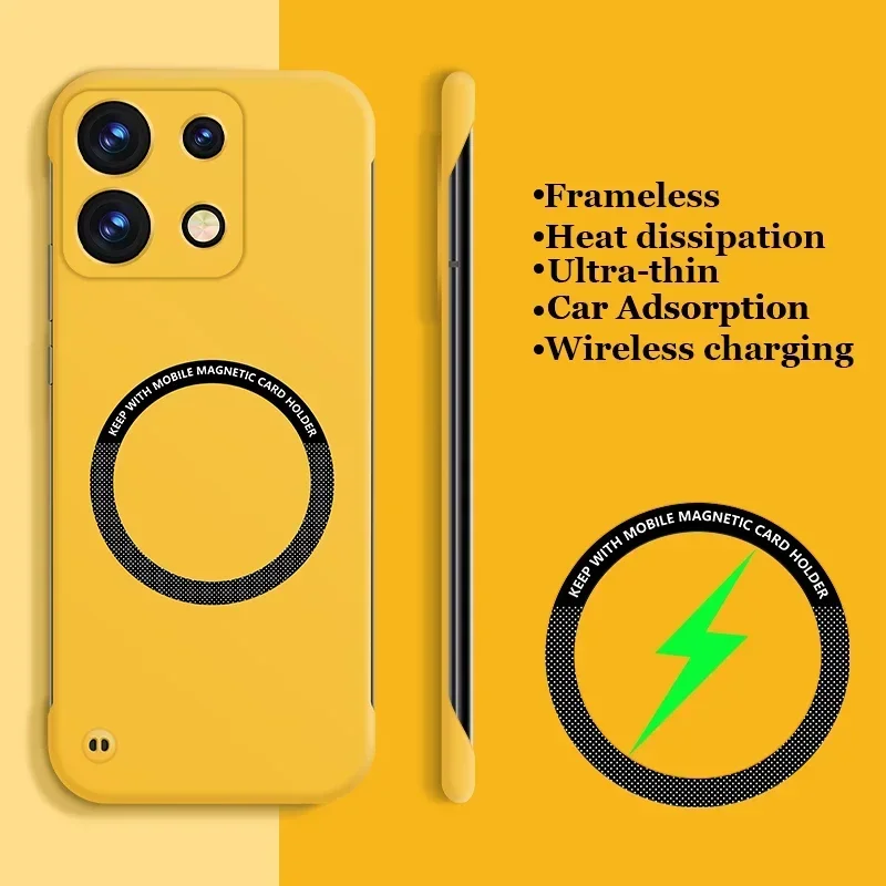 

Ультратонкий безрамный жесткий чехол для телефона с магнитной зарядкой для POCO X7 X6 F7 F6 M6 Pro 4/5G C75 65 ярких цветов, матовый защитный чехол