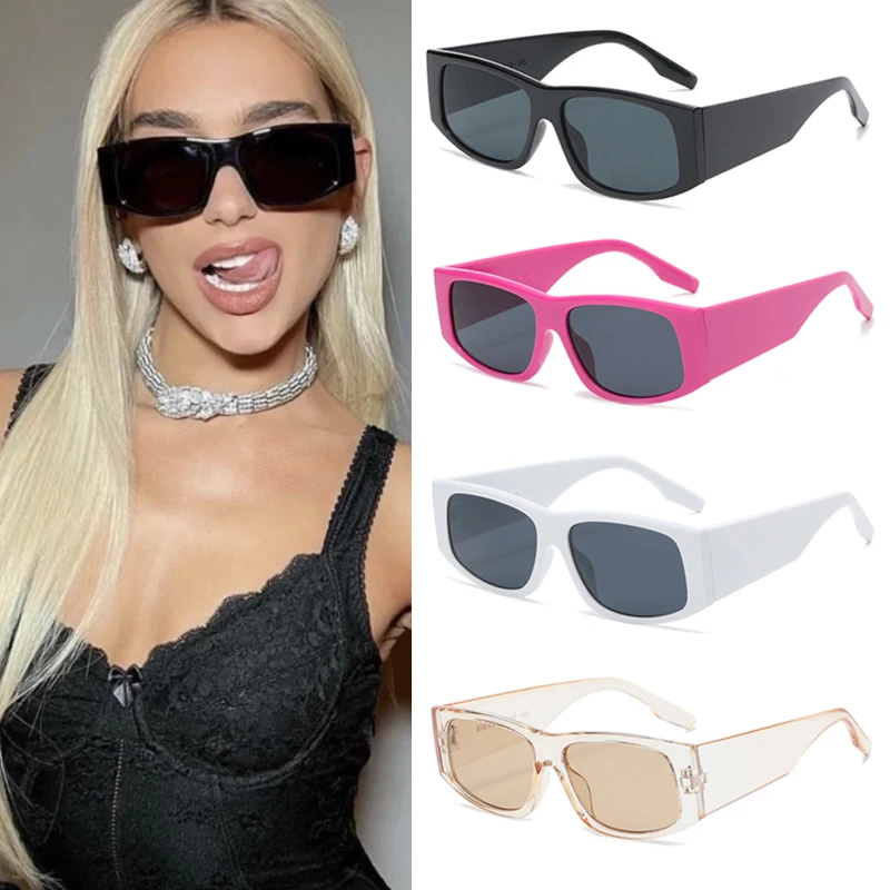 4 ชิ้น Retro หญิงสี่เหลี่ยมผืนผ้ากรอบแว่นตากันแดดผู้หญิงแบรนด์หรู UV ทนแว่นตากันแดดที่มีสีสันแว่นตาออกแบบที่เรียบง่าย