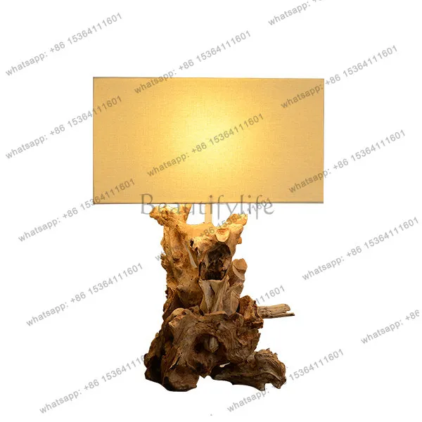 

Wabi Sandy Wind Solid Wood Decorative Desk Lamp Weathered Wood Art Creative Table Lamp B & B Hotel