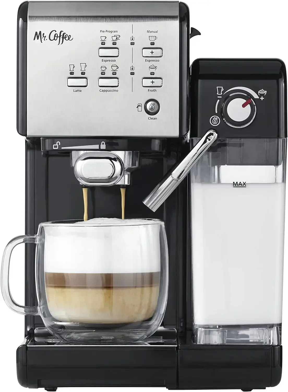 Kitchen suppliesMr. Coffee Espresso and Cappuccino Machine, Programmable Coffee Maker with Automatic Milk Frother and 19-Bar Pum