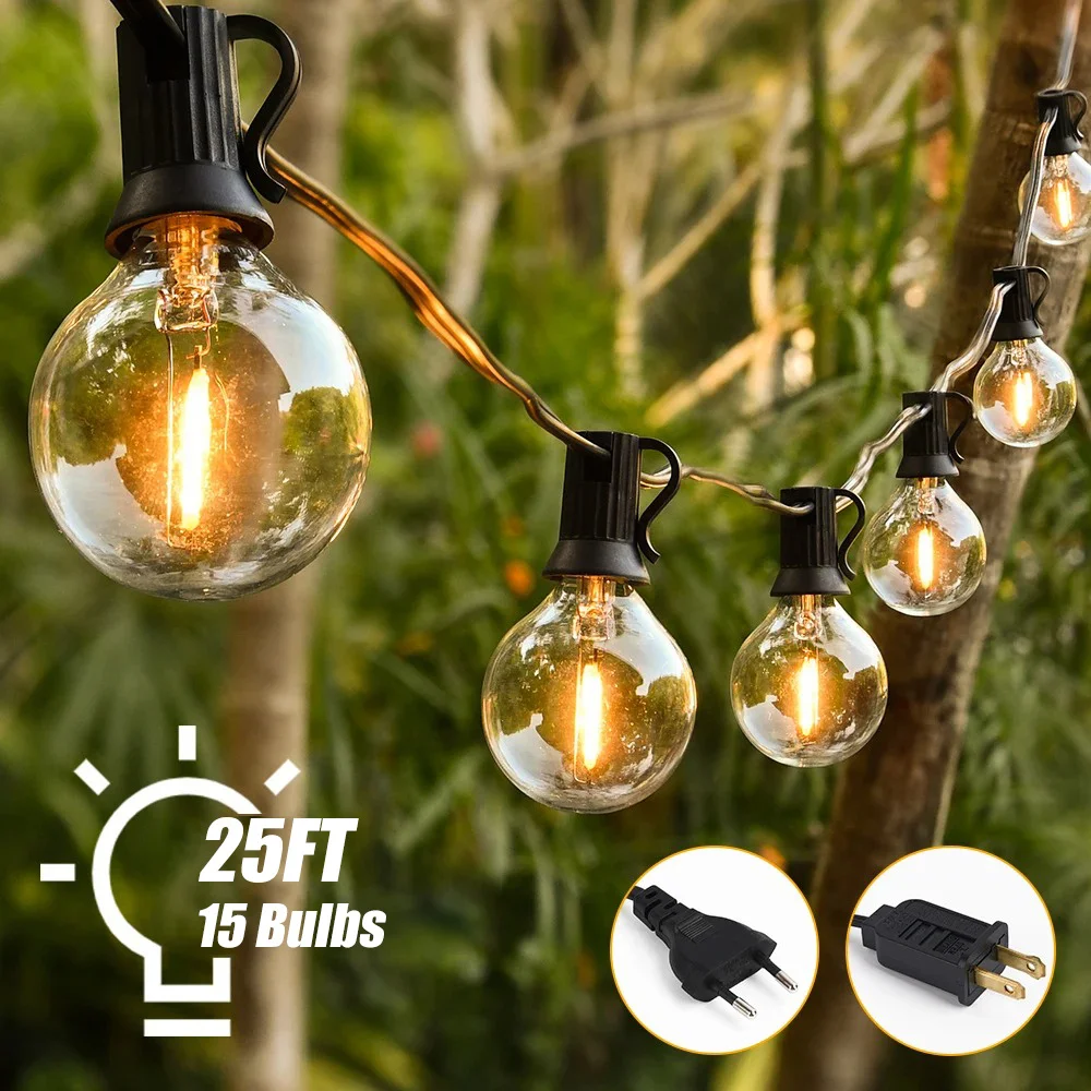 

Outdoor Camp Lights Bulbs G40 Waterproof Garland String LED Fairy Lights Tent Decoration Christmas Party Wedding ornament